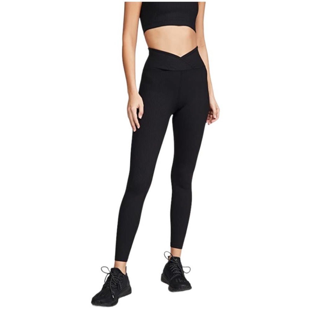 Year of Ours Veronica Ribbed Leggings Cross Waistband Dance Yoga Black M - Picture 6 of 7